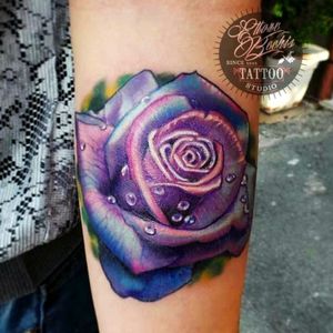 Rose tattoo in color done in Miami Beach with tubes and needles by  KingPin Tattoo Supply 
