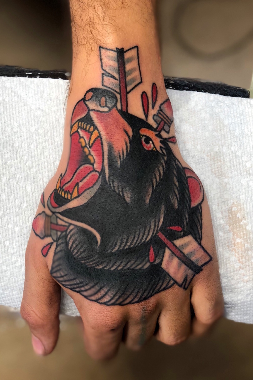 Traditional Eagle Tattoo On Half Sleeve by Myke Chambers