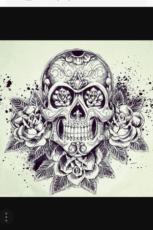Day of dead skull with roses.