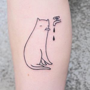 Tattoo by alkfaen #alkfaen #favoritetattoos #favorite #illustrative #linework #cat #kitty #cute #minimal