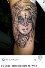 Day of dead/ women and rose tattoo.