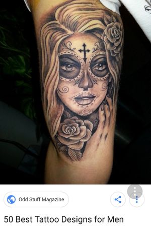 Day of dead/ women and rose tattoo.