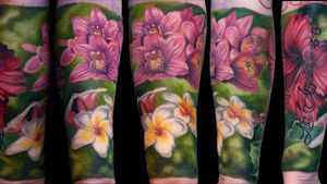 Realistic Flower half sleeve Tattoo