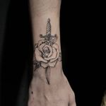 Rose tattoo #rosetattoo #rose #dagger #ink #arts
