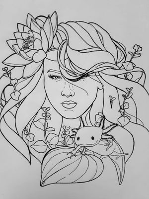 #axolotl #mermaid #tattoo #art #tattooflash #design #lily #mermaidtattoo 