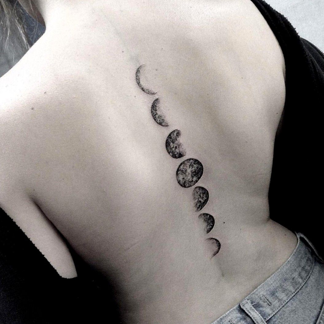 moon phases spine tattoo straddles 3s  KickAss Things