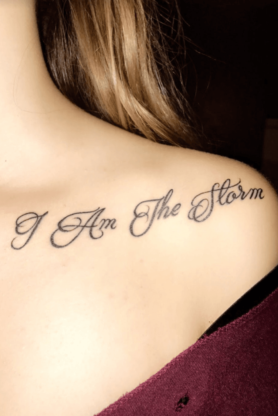 I am the storm arm tattoo in Rat Infested Mailbox Font  Tattoos Arm tattoo  Storm tattoo