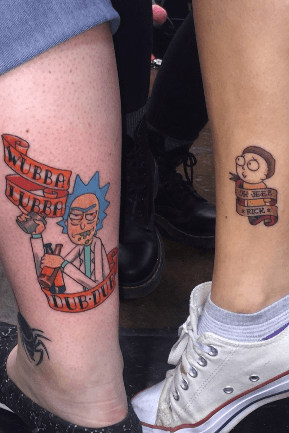 SnowPea on Twitter danharmon RickandMorty JustinRoiland my sister and  I are so excited for the new seasons of Rick and Morty that we got  matching Pickle Rick tattoos we added hair cos