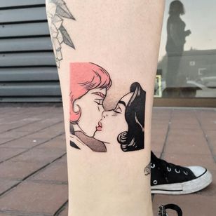 Tatuaje de James Lauder #JamesLauder #MrLauder #illustrative #popart #couples #kiss #love