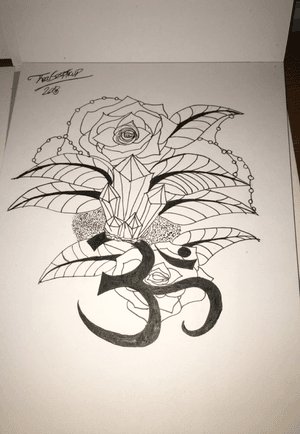 Really missed drawing! #ohm #om #leaf #leaves #rose #roses #crystal #crystals #string #ohmtattoo #leaftattoo #dotwork #dotworktattoo #drawing #sketch #outline #shading 