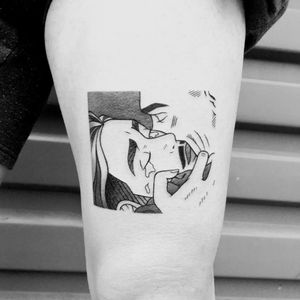 Tattoo by James Lauder #JamesLauder #MrLauder #illustrative #popart #couple #kiss #love #tear #cry