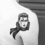 Tattoo by James Lauder #JamesLauder #MrLauder #illustrative #popart #cry #tear #babe #beefcake #bow