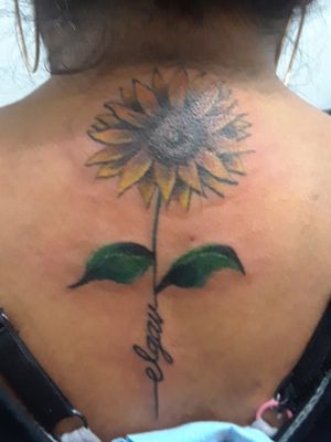 Sunflower with name of her son