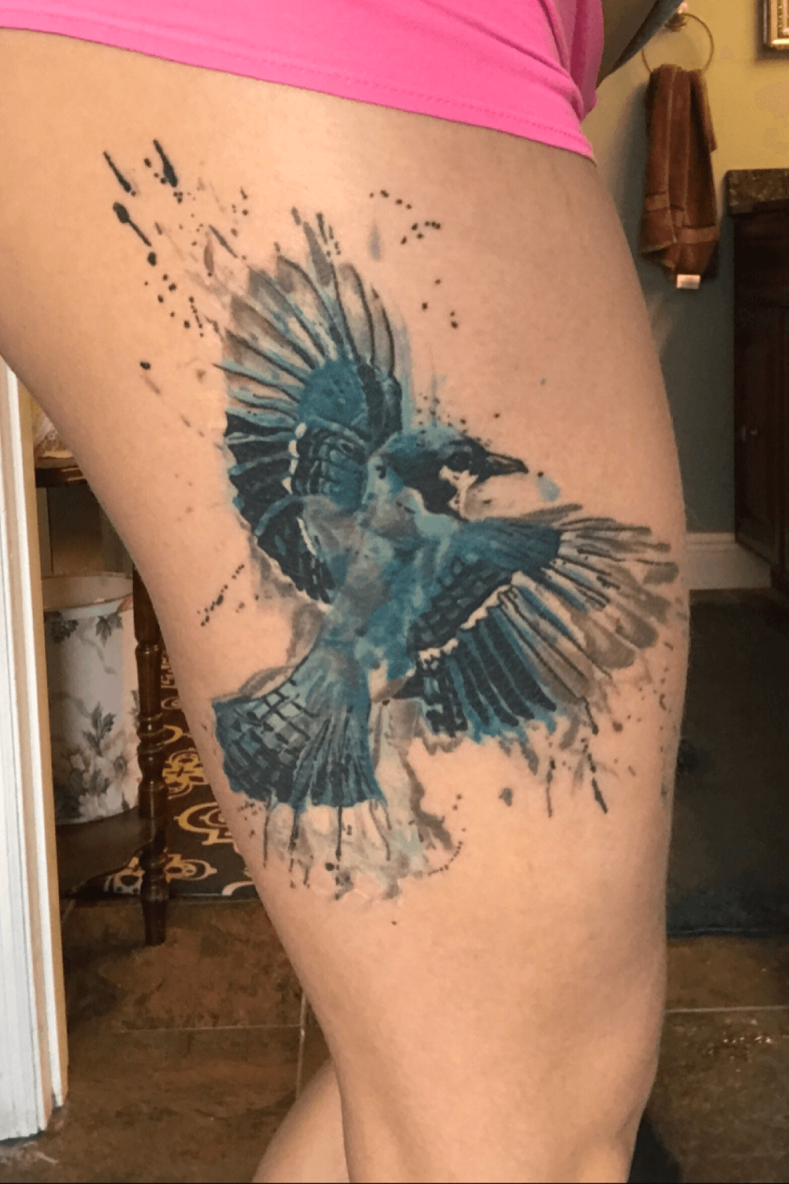 Blue jay feather by Rich  Assassin Tattoo Studio  Facebook