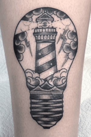 Done by Bram Koenen - Resident Artist @swallowink @iqtattoogroup tat #tatt #tattoo #tattoos #tattooart #tattooartist #blackandgrey #blackandgreytattoo #ink #inkee #inkedup #inklife #oldschool #oldschooltattoo #lightbulb #lightbulbtattoo #lighthouse #lighthousetattoo #stormyweather #stormytattoo #inklovers #instalife #instapic #instaphoto #ink_sta_gram #art #bergenopzoom #netherlands