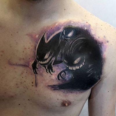 Tatuaje de Pokémon  Pokemon tattoo, Gengar tattoo, Tattoos for guys