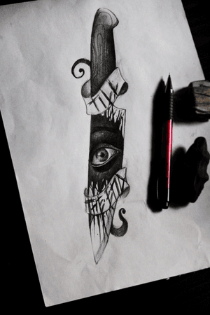 Check out my instagram profile 👉🏻 blackthorn_boy #knife #knifetattoo #eye #blackink #black #dark  #neotraditional #neotrad  #sketch #drawing