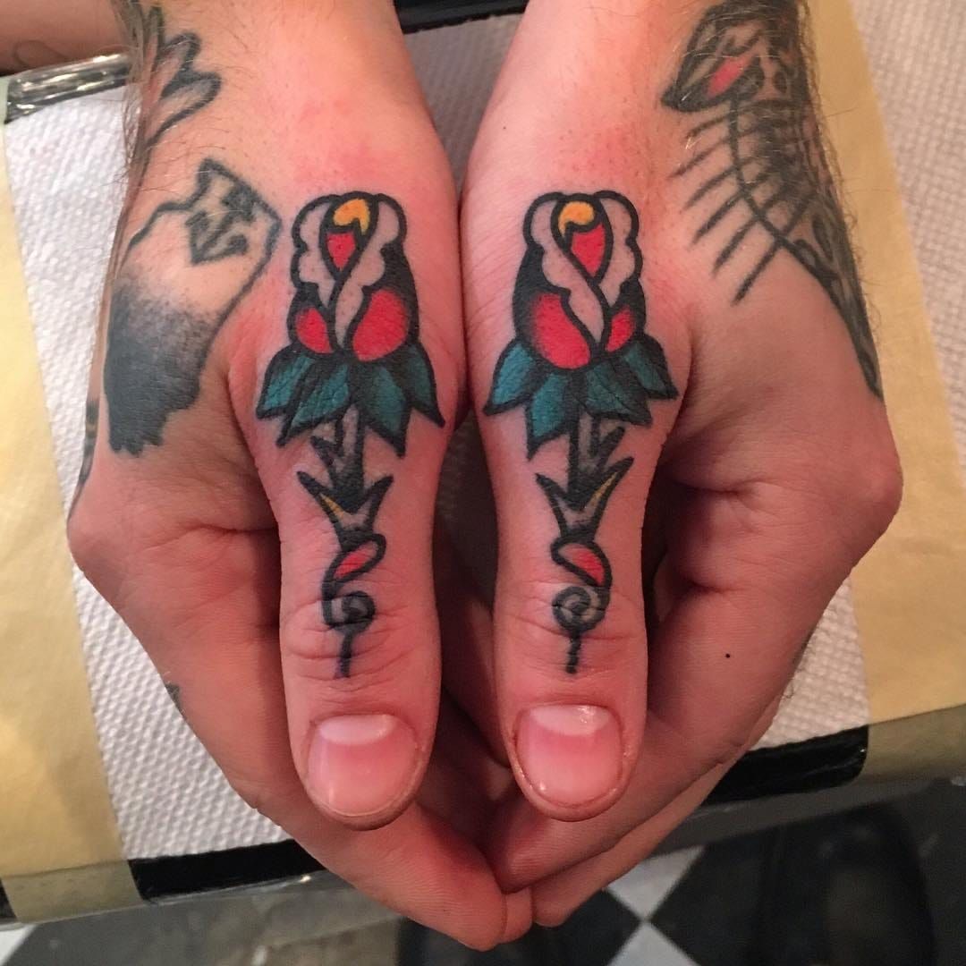 Pin by Alexa Begley on Tattoos  Hand and finger tattoos Traditional hand  tattoo Men finger tattoos