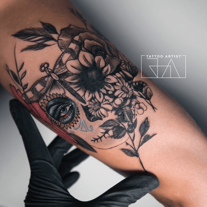 Mexican Tattooist Stitches Colorful Floral Tattoos Inspired by Her  Culture  Embroidery tattoo Flower tattoo designs Floral tattoo