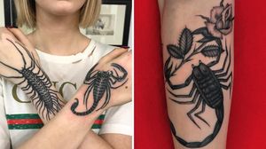 Tattoo on the left by Lipa and tattoo on the right by Juan Diego aka illegal tattoos #Lipa #JuanDiego #illegaltattoos #scorpiontattoos #scorpion #animal #nature