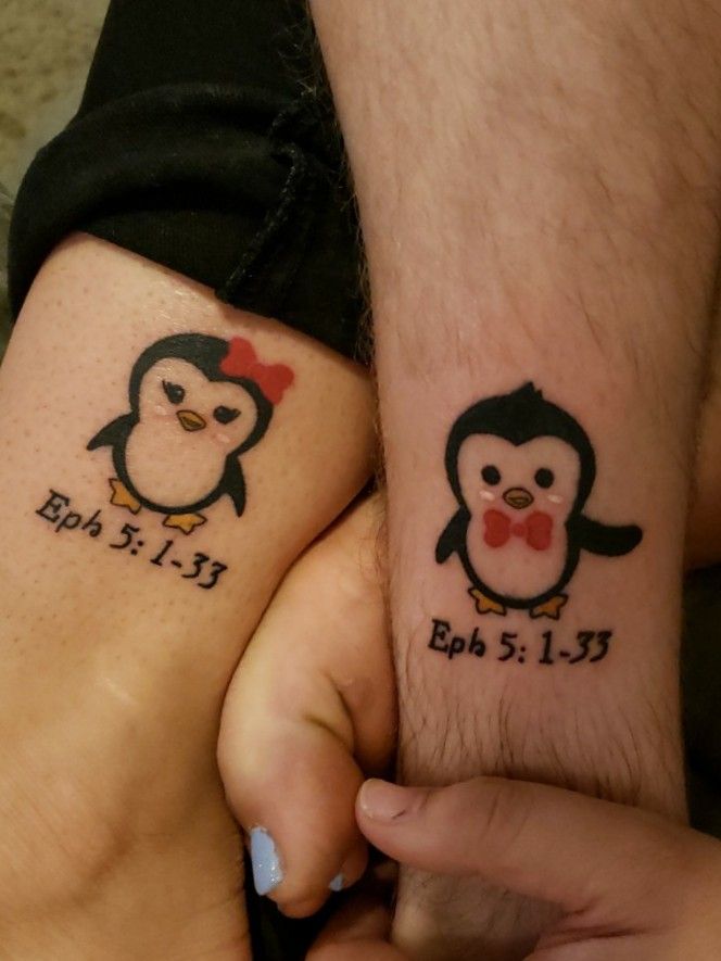 Pin by Violet Heer on Tattoos  Matching couple tattoos Penguin tattoo Couple  tattoos unique