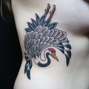 Tatuaje de Ichi Hatano de Ichi Tattoo Tokyo #IchiHatano #IchiTattooTokyo #Japanese #Irezumi #horimono #Tokyo #Japan #cran #bird #feather #wings