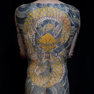 Tattoo by Ichi Hatano of Ichi Tattoo Tokyo #IchiHatano #IchiTattooTokyo #Japanese #Irezumi #horimono #Tokyo #Japan #dragon #backpiece #smoke #color