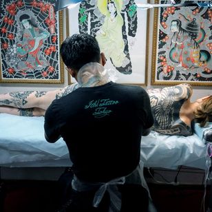 Ichi Hatano en su estudio Ichi Tattoo Tokyo #IchiHatano #IchiTattooTokyo #Japanese #Irezumi #horimono #Tokyo #Japan
