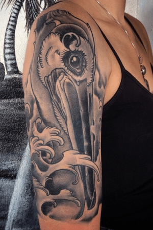 Healed pelican tattoo. 