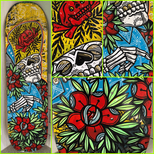Hand painted on skatehardend deck.