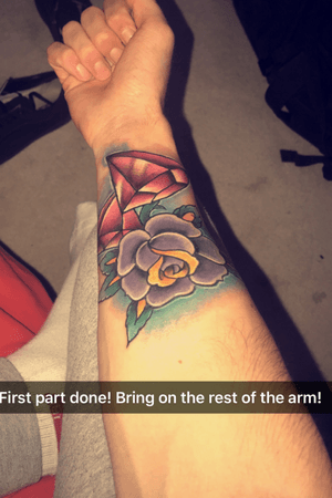 First part to the arm! #traditional #oldschooltattoo #traditionaltattoo 