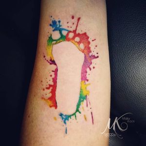 Huella de mi sobrina - Antebrazo #tatuaje #tattoo #tattooed #ink #tinta #color #follow4follow #splash #watercolor #acuarela #huella #footprint #pie #foot #colorfull #colorIdo #niece #sobrina #family #familia