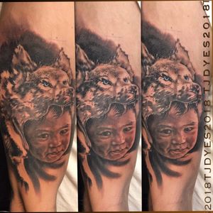 Tattoo By T.J. DYESDENVER COLORADOSON WITH WOLF