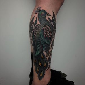 Tattoo by Laura Yahna #LauraYahna #blackwork #darkart #illustrative #color #feathers #birds #wings #peacock #animal #nature