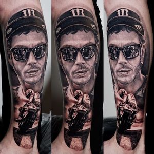 Valentino Rossi Black and grey Portrait tattoowww.alolocotattoo.com