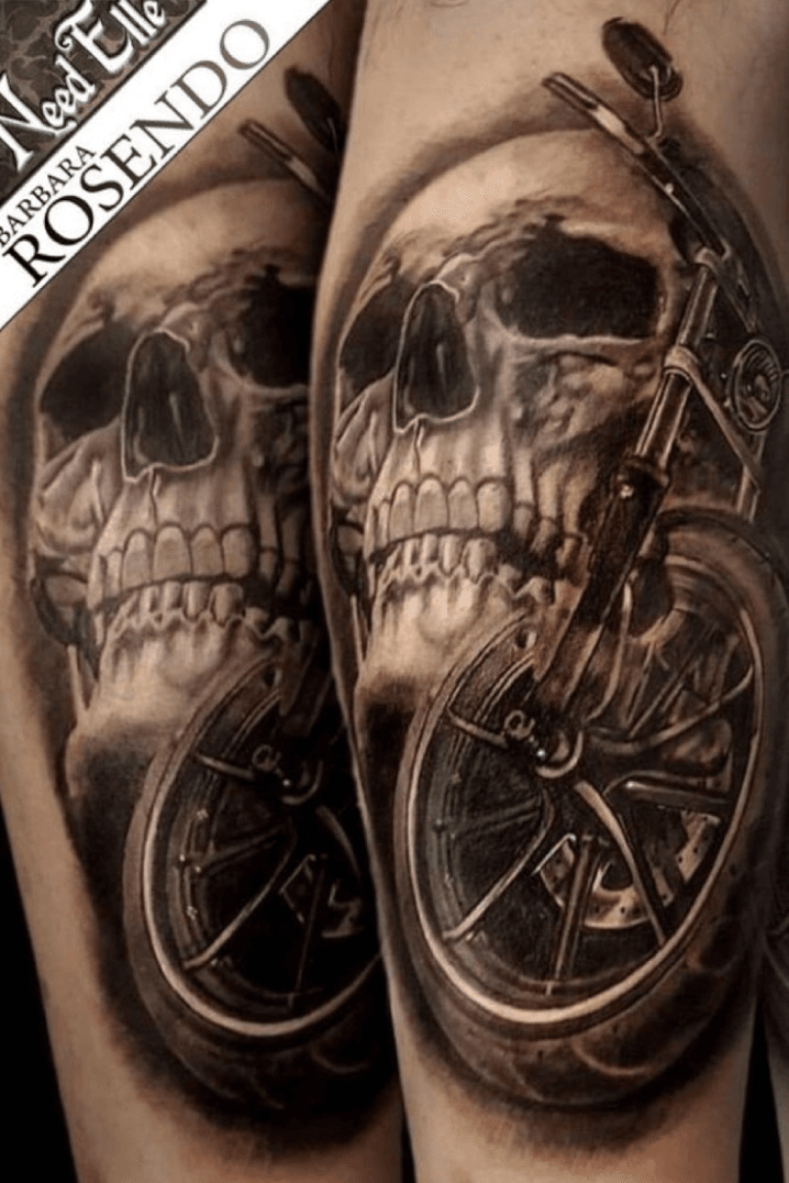 Vintage Biker Skull with Crossed Monkey Wrenches Emblem by vectorfreak