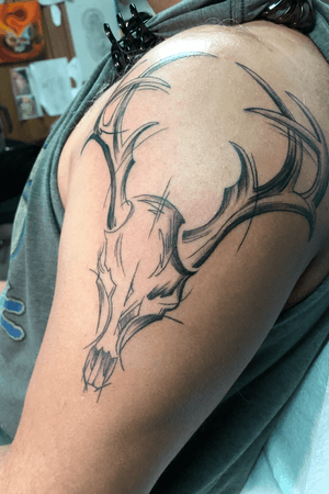 Deer skull done in the sketch style 