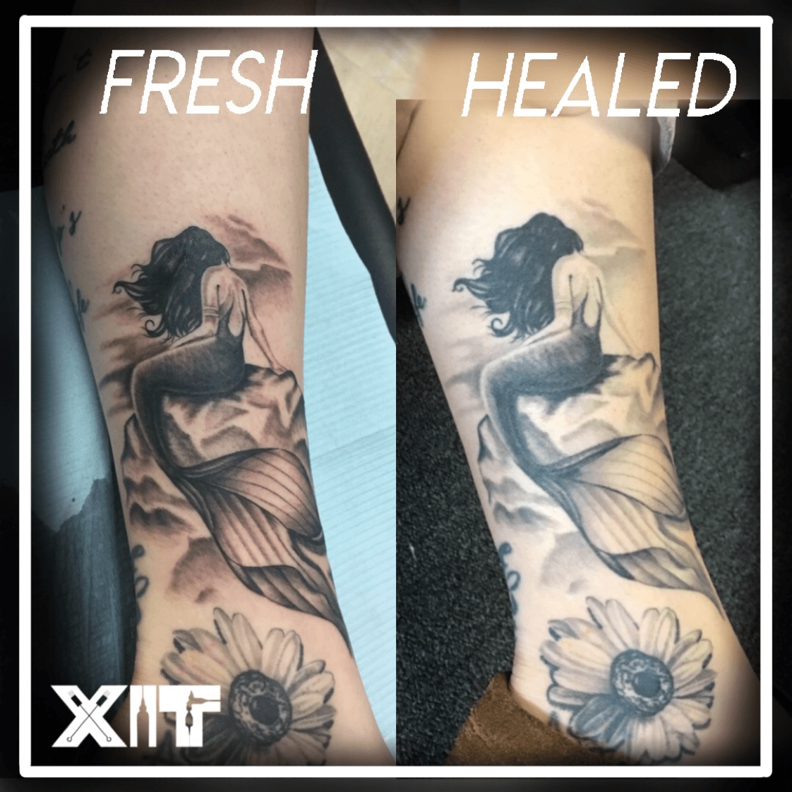 Alternative Art  Fresh vs healed Its important to know that your fresh  black and grey tattoo will heal alot lighter So if it looks perfect on the  day its made chances