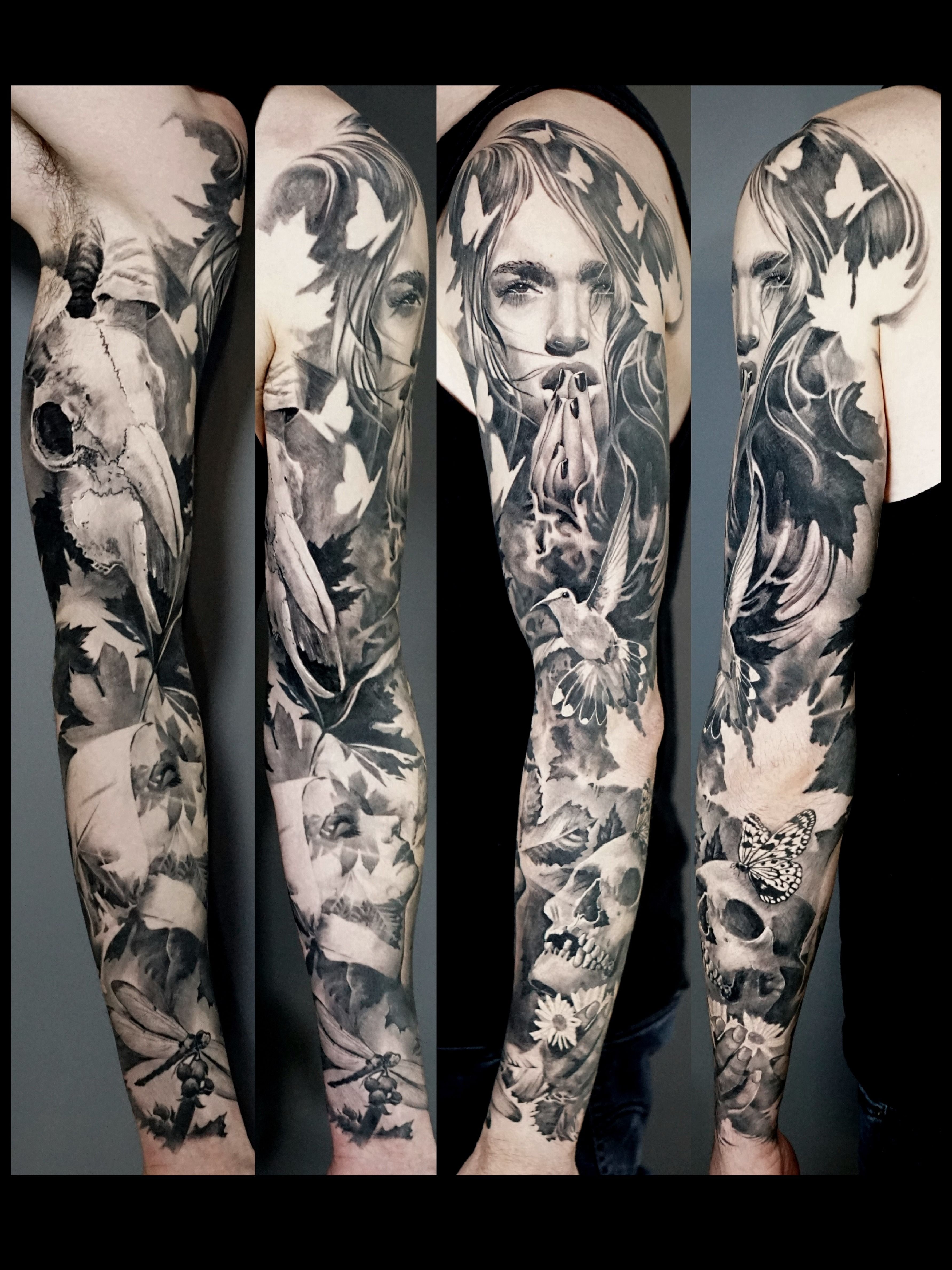 Life and death sleeve tattoo