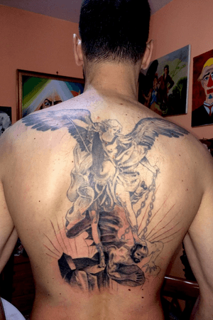 Saint Michael Archangel - By the Italian painter Guido Reni. #stmichael #archangel #blackandgreytattoo #tattooartist #tattooart 