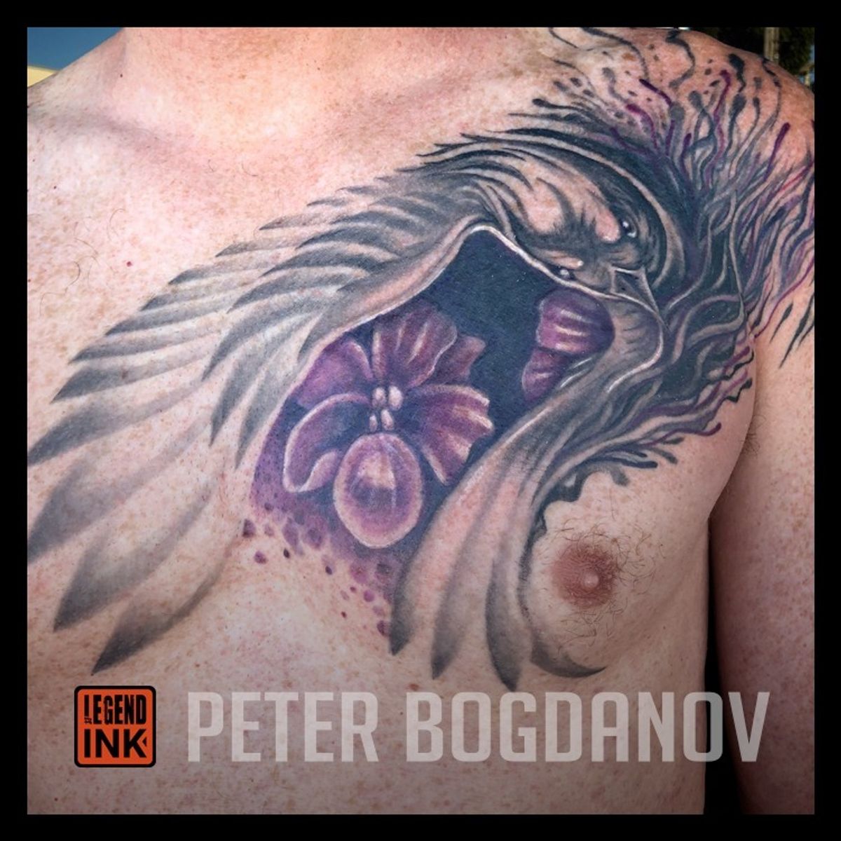 Tattoo uploaded by Legend Ink SF • Cover Up with black and gray plus a color flower. • Tattoodo