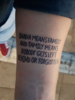 First tattoo loved it  #ohana  #stitch #best quote