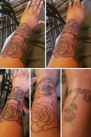 Name cover-up with roses. 