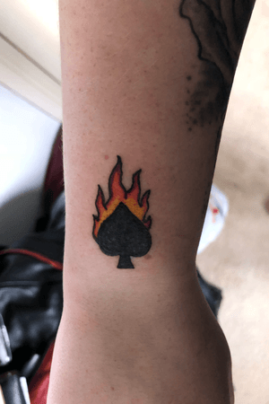 #tattoo #ink #colour #spade #flames #fire 