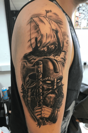 Did a nice black & grey viking piece for Tom today 🤙 Done using @ezcartridgecouk @bishoprotary @fusion_ink @butterluxe_uk @saviourtattoosupplies #tattoo #vikings #vikingtattoo #vikingship #warrior #axe #blackngrey #ezcartridgecouk #fusionink #butterluxe_uk #saviourtattoosupplies #criticalatom #bishopmagi #heathenink #manchester #oldham #norse