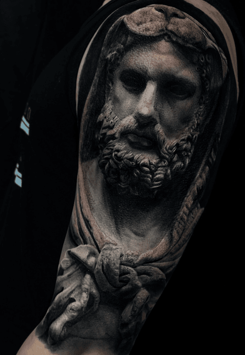 The refernce is realistic hercules statue,Halfsleeve on the apper arm 