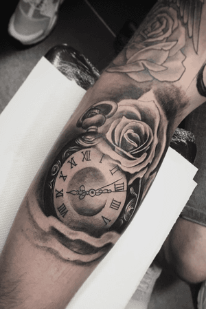 #tattooartist #clock #rose #realism 