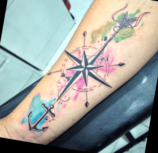Hourglass Compass and roses by Angel Caban  TattooNOW