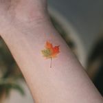 Tattoo by Saegeem #Saegeem #falltattoos #falltattoo #fall #season #nature #weather #leaf #realism #watercolor #plant