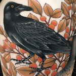 Tattoo by Fabingg #Fabinng #falltattoos #falltattoo #fall #season #nature #weather #cranberries #cranberry #raven #wings #feathers #animal #berry #plant